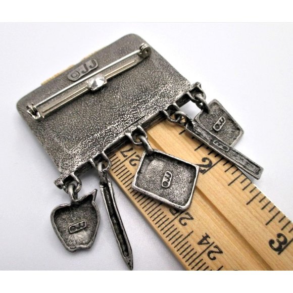 Math Teacher Student Pin Brooch Gift - Vintage Signed JJ aka Jonette Jewelry - Picture 4 of 7